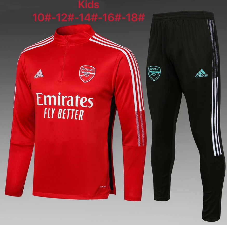 2021/22 Arsenal Kids Red Sweatshirt and Pants Youth Training Kits